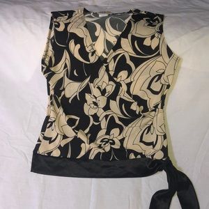 Women’s Floral Black and Tan Sleeveless Top